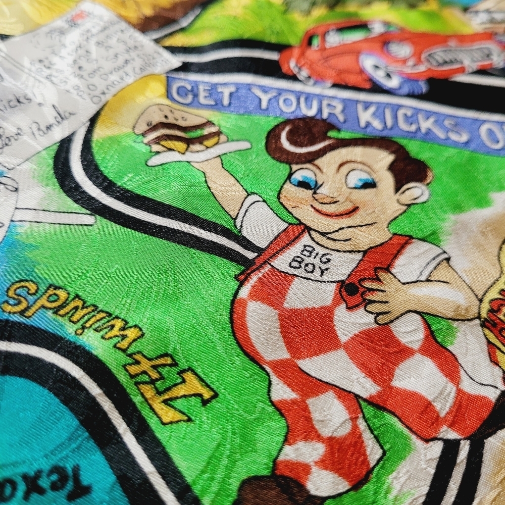 Ultra Rare Nicole Miller Route 66 oversized Silk Scarf Vintage 1991 - Picture 5 of 12